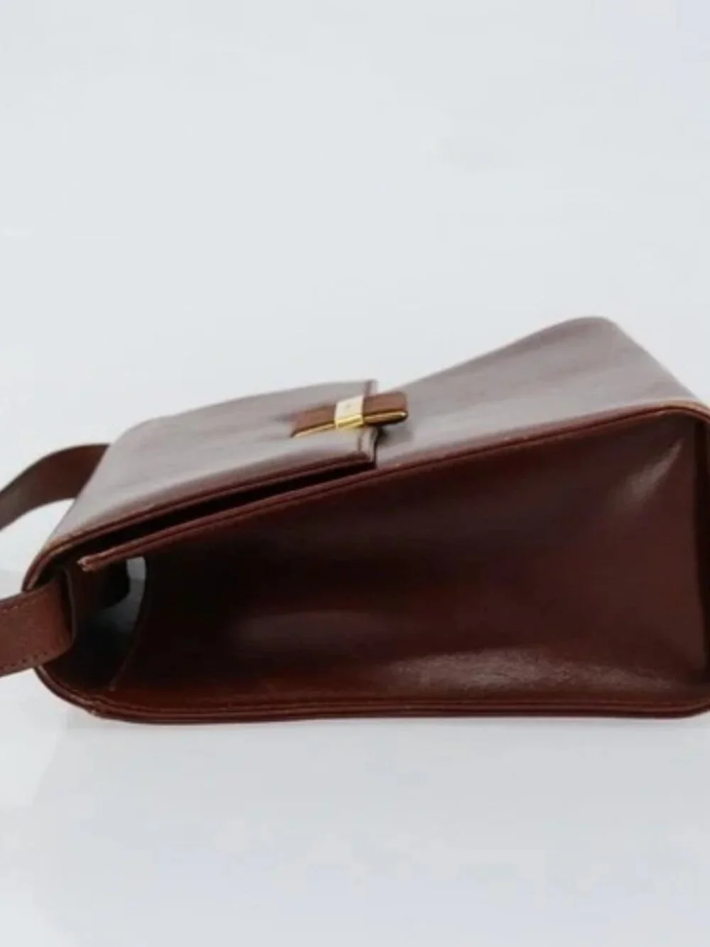 Salvatore Ferragamo Shoulder Bag Leather Brown Gold Auth BA8006